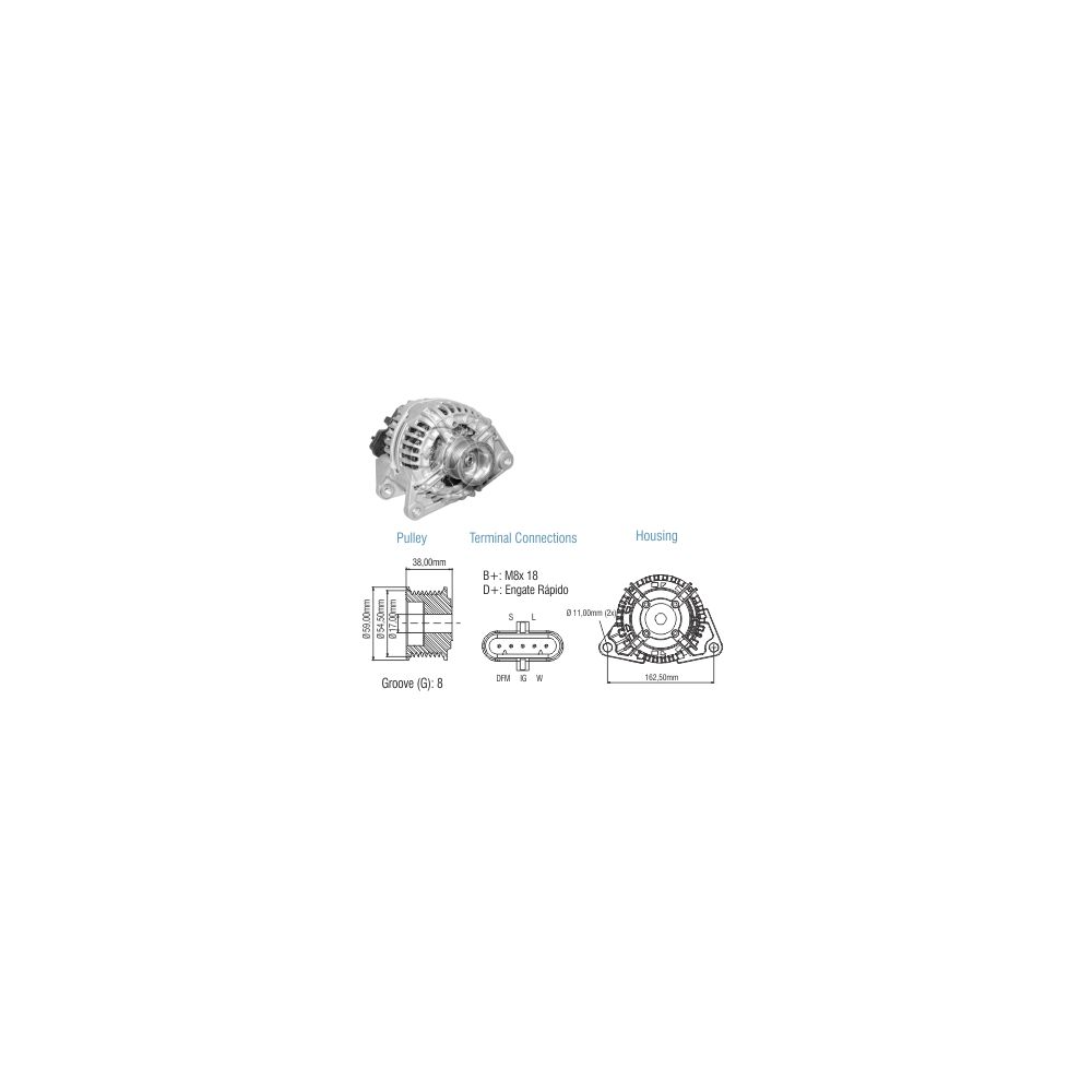 ALTERNADOR BOSCH (CASE CX220/IVECO EURO CARGO/24V/80A)