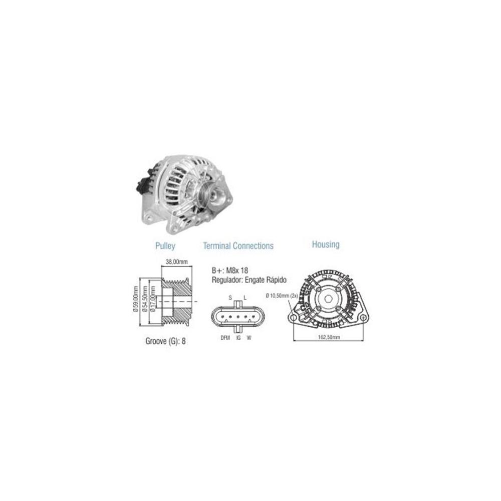 ALTERNADOR BOSCH (CASE CX220/IVECO EURO CARGO/24V/90A)