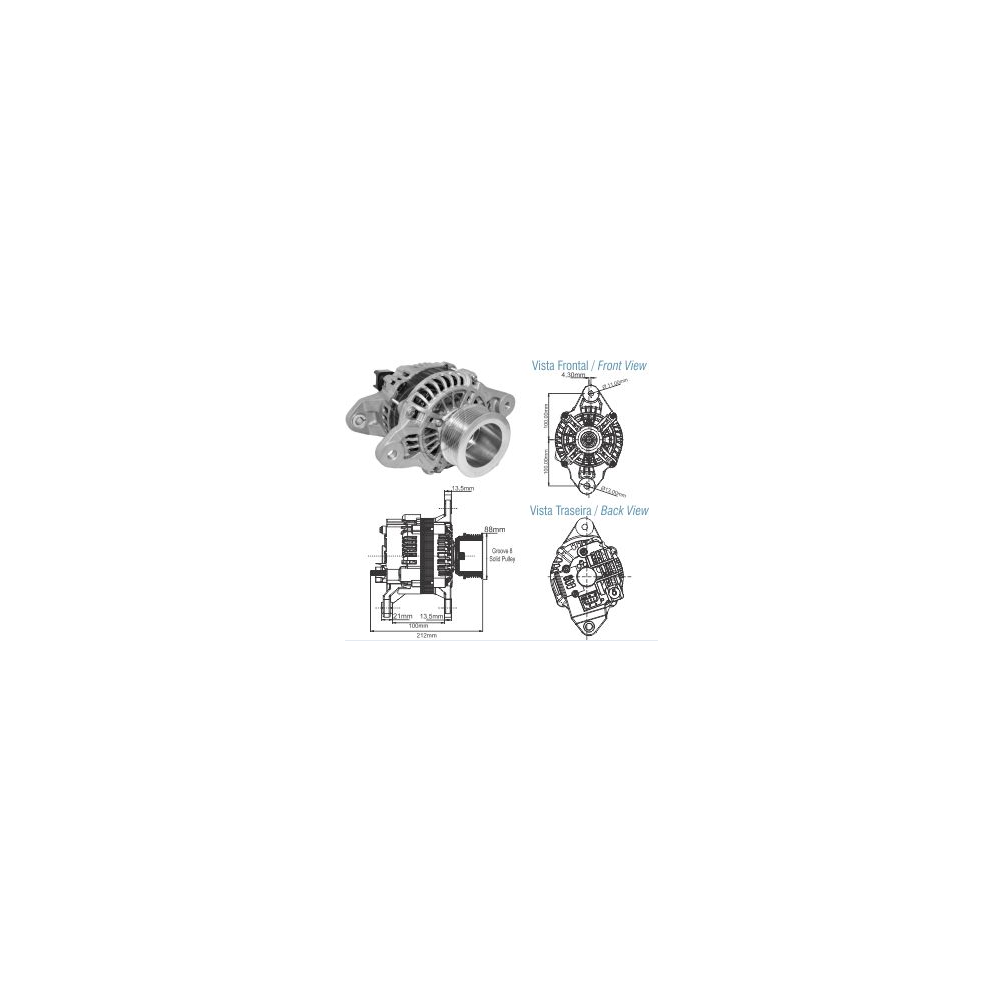 ALTERNADOR MITSUBISHI (VOLVO/FH12/B12M/B12B/24V/100A)