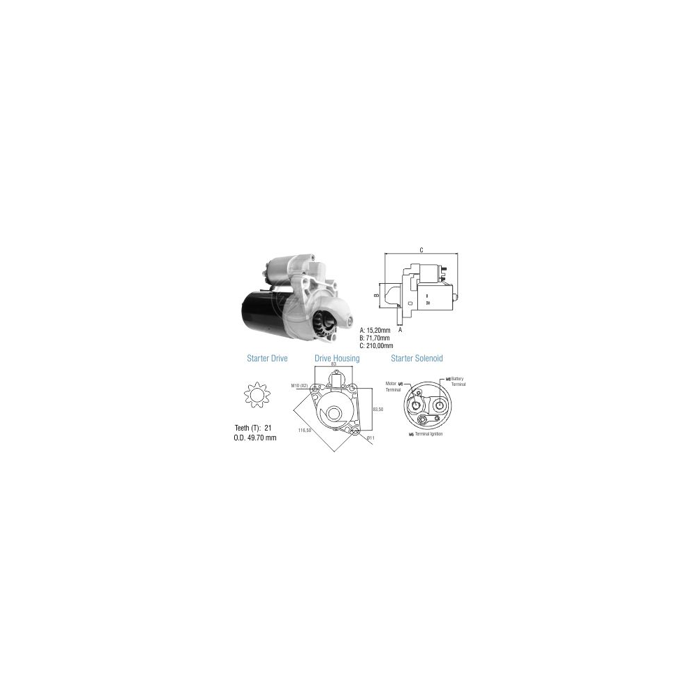 MOTOR PARTIDA BOSCH (KA 1.3I/96-02/COURIER 1.3I/97-99/KA/FIESTA 1.3/12V)